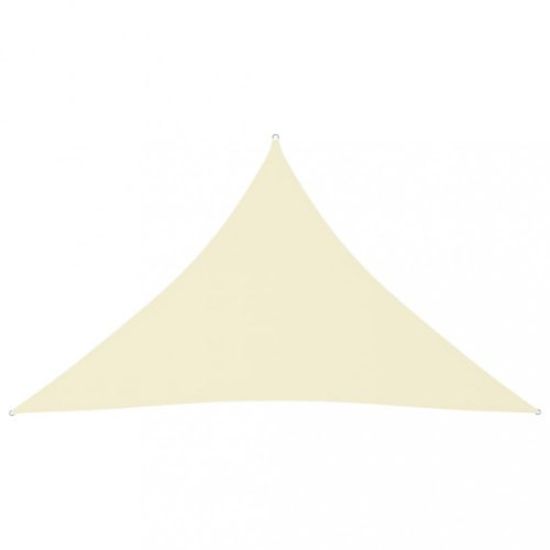 Krémszínű háromszögű oxford-szövet napvitorla 2,5 x 2,5 x 3,5 m