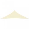 Krémszínű háromszögű oxford-szövet napvitorla 3,5x3,5x4,9 m