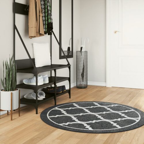 Fekete-fehér mosható csúszásgátló szőnyeg Ø 120 cm