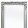 Ezüstszínű barokk stílusú fali tükör 100 x 50 cm