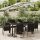 7 részes fekete polyrattan kerti étkezőgarnitúra párnával