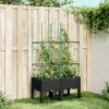 Fekete polipropilén rácsos kerti ültetőláda 80 x 40 x 142,5 cm