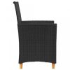 2 db fekete polyrattan és tömör fa kerti szék párnával